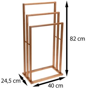 Bathroom Solutions Κρεμάστρα για Πετσέτες με 3 Mπάρες από Μπαμπού