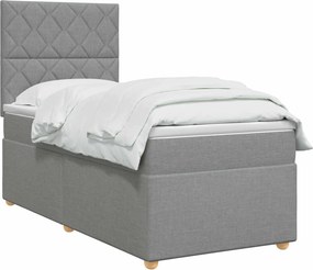 vidaXL Κρεβάτι box spring με στρώμα Ανοιχτό γκρι 80 x 200 cm Ύφασμα
