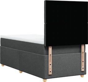 vidaXL Κρεβάτι Boxspring με Στρώμα Σκούρο Γκρι 90x200 εκ. Υφασμάτινο