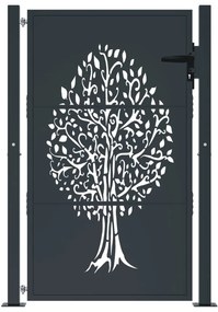 vidaXL Πόρτα Κήπου Ανθρακί 100x150 εκ. Σχέδιο Δέντρου από Ατσάλι