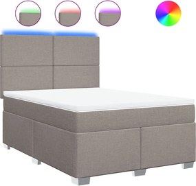 vidaXL Κρεβάτι Boxspring με Στρώμα Taupe 140x190 εκ. Υφασμάτινο
