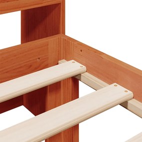 Κρεβάτι Βιβλιοθήκη Χωρίς Στρώμα 90x190 εκ Μασίφ Ξύλο Πεύκου - Καφέ