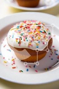 Intra Συλλεκτικό Ξύλινο Παζλ Plywood  4mm - Πολύχρωμο cupcake με ψεκασμούς Σε Ξύλινο Κουτί - Διαστάσεις: 10x10 cm – 25 κομμάτια