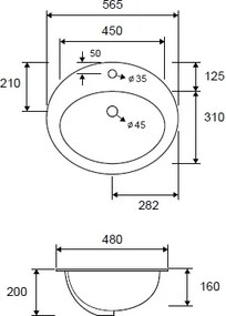 Karag LT 6002 - Ένθετος νιπτήρας 55x47