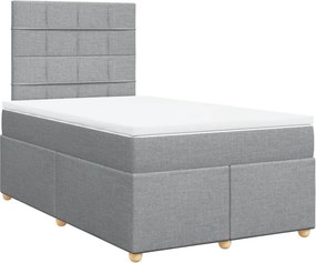 vidaXL Κρεβάτι Boxspring με Στρώμα Ανοιχτό Γκρι 120x190 εκ. Υφασμάτινο