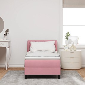 vidaXL κρεβάτι box spring με στρώμα  Ροζ 80x200 εκ. Βελούδο