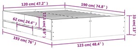 Πλαίσιο Κρεβατιού με συρτάρια Sonoma Δρυς 120x190εκ. Επεξ. Ξύλο - Καφέ