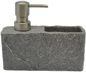Δοχείο Κρεμοσάπουνου Με Θήκη 842384 16,5x5,5x13,8cm Stone Effect Grey Ankor Πολυέστερ