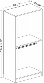 Διφυλλη Ντουλαπα Λευκο KALEO 52x120x210