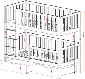 MICHALINA 90x190 graphite bunk bed Lano Furniture