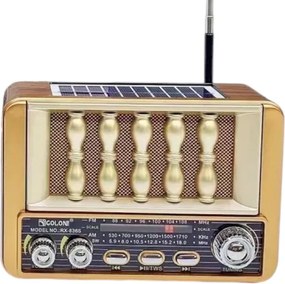Επαναφορτιζόμενο ραδιόφωνο Retro με ηλιακό πάνελ - RX-836S-S - 370083 - Gold