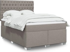 vidaXL Κρεβάτι Boxspring με Στρώμα Taupe 140x190 εκ. Υφασμάτινο