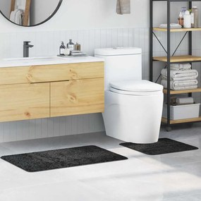 vidaXL Set Πατάκια Μπάνιου 2 Τεμαχίων Σκούρο Γκρι Πολυπροπυλένιο Αντιολισθητικά