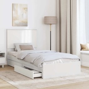 vidaXL Κρεβάτι Αποθήκης Λευκό 75 x 190 cm Επεξεργασμένο ξύλο