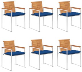 vidaXL Καρέκλες Κήπου 6 τεμ. από Μασίφ Ξύλο Ακακίας με Μαξιλάρια