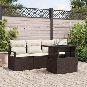 vidaXL Σετ Καναπέ Κήπου 5 pcs Καφέ και κρεμ 100 x 55 x 73 εκ