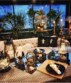 Stewehome Μαξιλαροθήκη με κέντημα de lis από βελούδο Μαύρο 43x43 cm