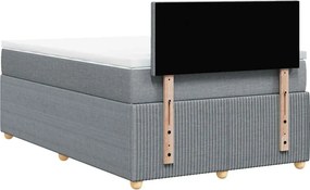 vidaXL Κρεβάτι Boxspring με Στρώμα Ανοιχτό Γκρι 120x200 εκ. Υφασμάτινο