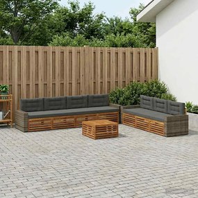 vidaXL Σειρά Καναπέ Εξωτερικού 8 pcs Φυσικό και Ανθρακί