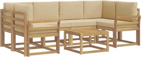 vidaXL Σειρά Καναπέ Εξωτερικού με μαξιλάρι 7 pcs Λευκό και Μπεζ