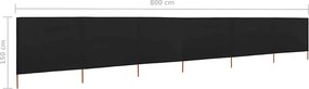 vidaXL Προστατευτικό Αέρα με 6 Πάνελ Μαύρο 800 x 120 εκ. Υφασμάτινο