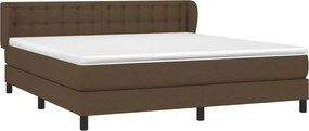 vidaXL Κρεβάτι Boxspring με Στρώμα Σκούρο Καφέ 180x200 εκ Υφασμάτινο