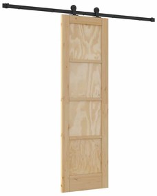 vidaXL Σετ Συρόμενης Πόρτας Φυσικό και μαύρο 61 x 198.5 εκ.