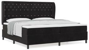 vidaXL Κρεβάτι Box Spring με Στρώμα Μαύρο 200x200 εκ. Βελούδο