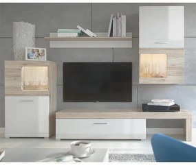 Σύνθετο σαλονιού Annalie LED sonoma-λευκό gloss 215x39x180εκ 215x39x180 εκ.