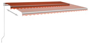 vidaXL Τέντα Αυτόματη με LED & Αισθητ. Ανέμου Πορτοκαλί / Καφέ 5 x3 μ.