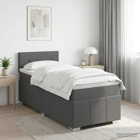 vidaXL Κρεβάτι box spring με στρώμα Σκούρο Γκρι 80 x 200 cm Ύφασμα