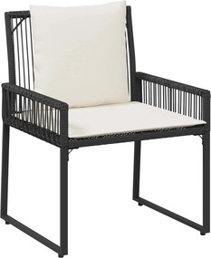 vidaXL Σετ Εξωτερικών Επίπλων με μαξιλάρι 4 pcs Μαύρο και Κρεμ Λευκό