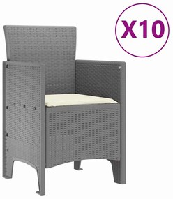 vidaXL Σέτ φαγητού για κήπο 11 pcs Ανοιχτό γκρι Rattan Polt