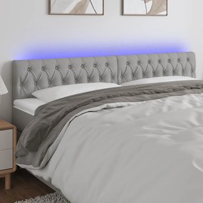 Κεφαλάρι Κρεβατιού LED Ανοιχτό Γκρι 200x7x78/88 εκ. Υφασμάτινο 3121970