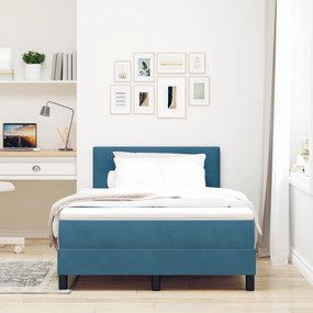 vidaXL κρεβάτι Box Spring  με στρώμα & LED Μπλε Σκούρο 120x200 εκ Βελούδο