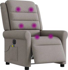 vidaXL Πολυθρόνα Μασάζ Ηλεκτρική Ανακλινόμενη Taupe Υφασμάτινη