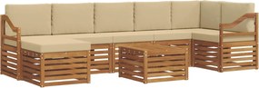 vidaXL Σειρά Καναπέ Εξωτερικού με μαξιλάρι 8 pcs Φυσικό και Μπεζ