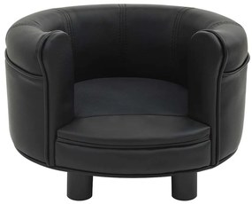 vidaXL Καναπές-Κρεβάτι Σκύλου Μαύρο 48x48x32 εκ. Βελουτέ/Συνθετ. Δέρμα