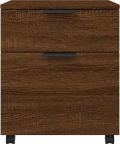 vidaXL Αρχειοθήκη Φορητή Καφέ Δρυς 45x38x54 εκ. Επεξ. Ξύλο με Ρόδες