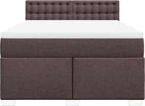 vidaXL Κρεβάτι Boxspring με Στρώμα Σκούρο Καφέ 140x200 εκ Υφασμάτινο