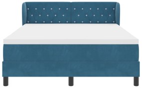 vidaXL Κρεβάτι Box Spring με Στρώμα σε Σκούρο Μπλε 160x200 εκ. από Βελούδο