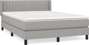 vidaXL Κρεβάτι Boxspring με Στρώμα Ανοιχτό Γκρι 140x200 εκ. Υφασμάτινο