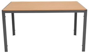 Τραπέζι Nares αλουμίνιο ανθρακί-plywood φυσικό 140x80x72.5εκ 140x80x72.5 εκ.
