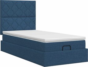 vidaXL Κρεβάτι Ottoman με στρώμα με κεφαλάρι Μπλε 90 x 200 cm Ύφασμα