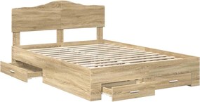 vidaXL Σκελετός Κρεβατιού Δρύς Sonoma 150 x 200 cm Επεξεργασμένο Ξύλο