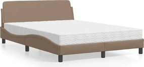 vidaXL Κρεβάτι με Στρώμα Dover Καπουτσίνο 140x200εκ.από Συνθ.Δέρμα