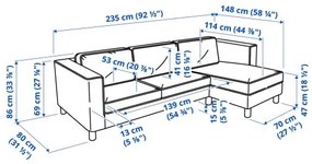 PÄRUP τριθέσιος καναπές με σεζλόνγκ 093.898.31