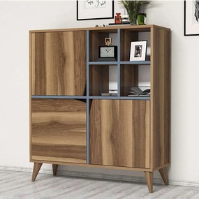 Ντουλάπι Pulse 845HCT3916 100x30x115cm Walnut-Blue Particle Board, Melamine