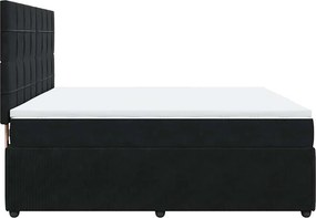 vidaXL Κρεβάτι Boxspring με Στρώμα Μαύρο 180x200 εκ. Βελούδινο