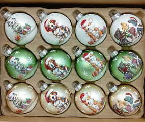 Γυάλινη Χριστουγεννιάτικη Μπάλα 8cm 26207 - Σε 3 Χρώματα με διάφορα Σχέδια (b)